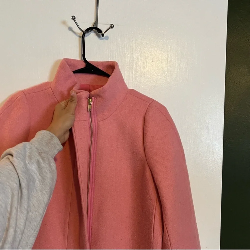 j crew mercantile pink wool blend city coat size 4 - Picture 3 of 9